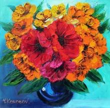 KOROBOV FLOWERS IN BLUE VASE ACRYLIC