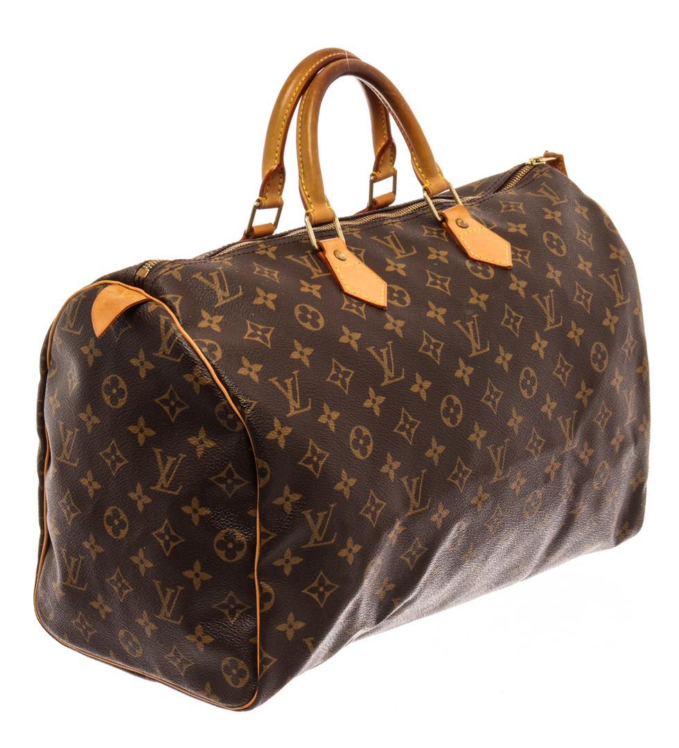 Louis Vuitton Brown Monogram Canvas Leather Speedy 40 Satchel Bag