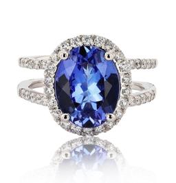 3.79 ctw Tanzanite and 0.66 ctw Diamond Platinum Ring
