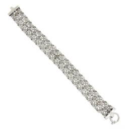 Italian 14K White Gold 7.5" Mesh Tube & Polished Unique Link Wide Strap Bracelet
