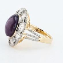 13.72 ctw UNHEATED Star Ruby and 1.55 ctw Diamond 14K Yellow Gold Ring