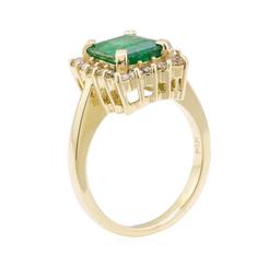 2.90 ctw Emerald and Diamond Ring - 14KT Yellow Gold