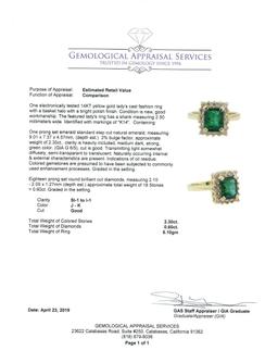 2.90 ctw Emerald and Diamond Ring - 14KT Yellow Gold