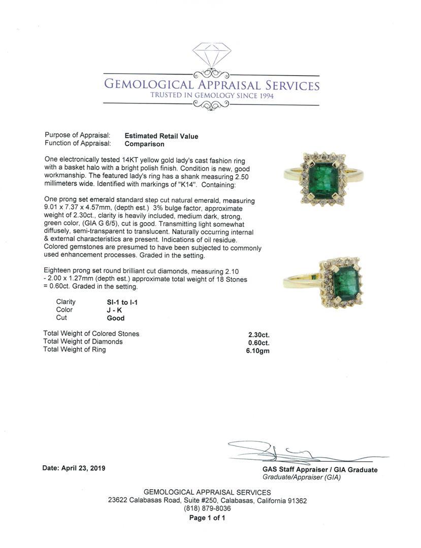 2.90 ctw Emerald and Diamond Ring - 14KT Yellow Gold
