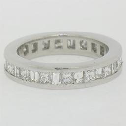 Platinum 1.45 ctw Channel Set Princess and Baguette Diamond Eternity Band Ring