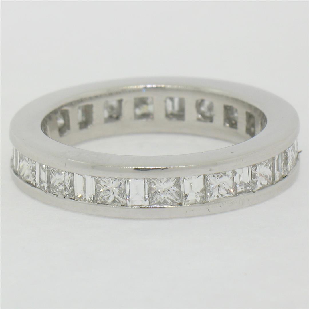 Platinum 1.45 ctw Channel Set Princess and Baguette Diamond Eternity Band Ring