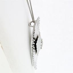 Vintage Handmade 18k White Gold 0.94 ctw Large Open Wire Cushion Pendant Necklac
