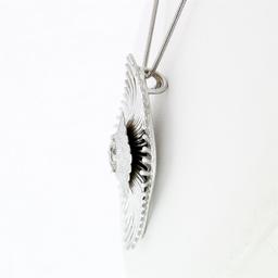 Vintage Handmade 18k White Gold 0.94 ctw Large Open Wire Cushion Pendant Necklac