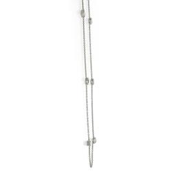 NEW 14K White Gold 1.31 ctw Station Princess Diamond by the Yard Chain Necklace