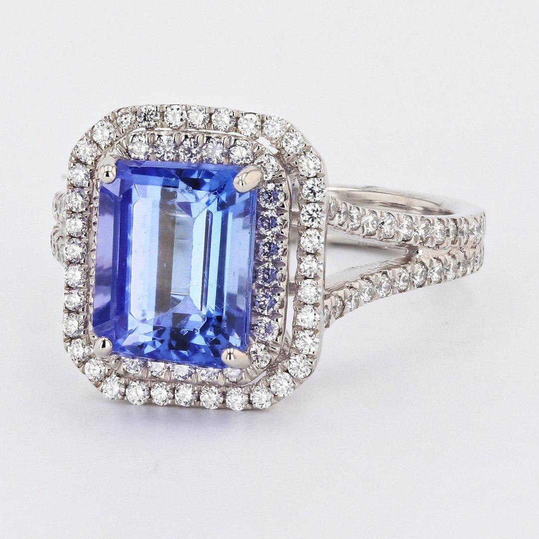 3.54 ctw Tanzanite and 0.67 ctw Diamond Platinum Ring