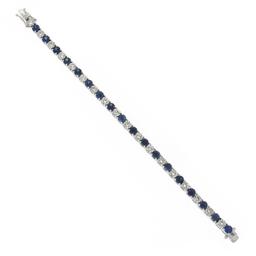 New 18k White Gold 12.26 ctw Top Quality Diamond & Sapphire Tennis Line Bracelet