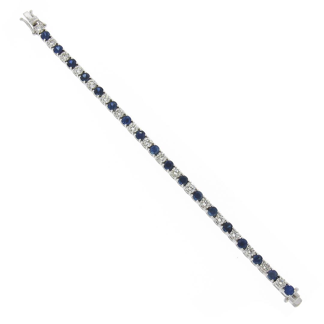 New 18k White Gold 12.26 ctw Top Quality Diamond & Sapphire Tennis Line Bracelet
