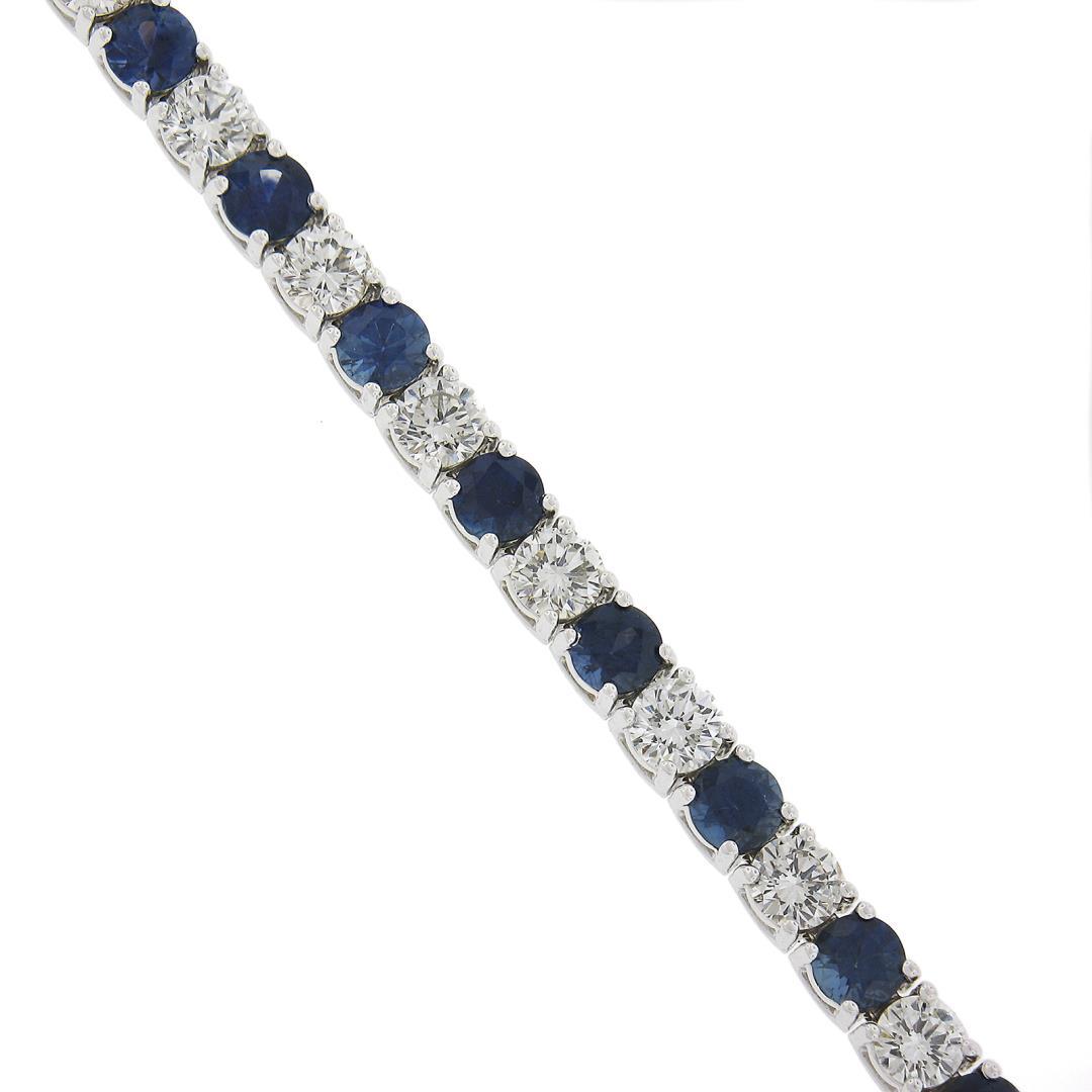 New 18k White Gold 12.26 ctw Top Quality Diamond & Sapphire Tennis Line Bracelet