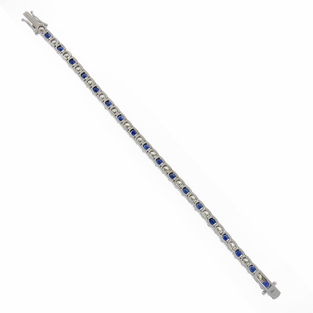 New 18k White Gold 12.26 ctw Top Quality Diamond & Sapphire Tennis Line Bracelet