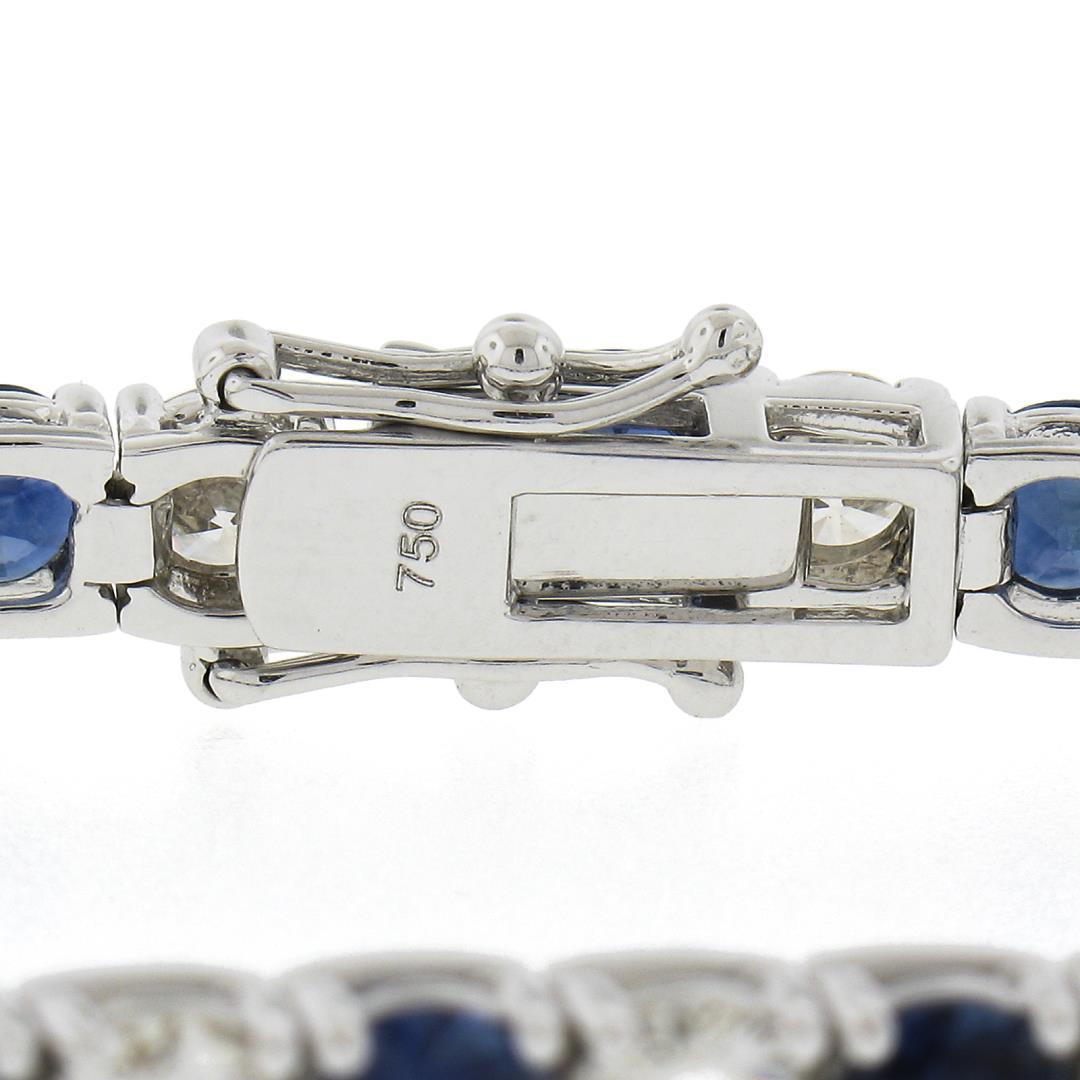 New 18k White Gold 12.26 ctw Top Quality Diamond & Sapphire Tennis Line Bracelet