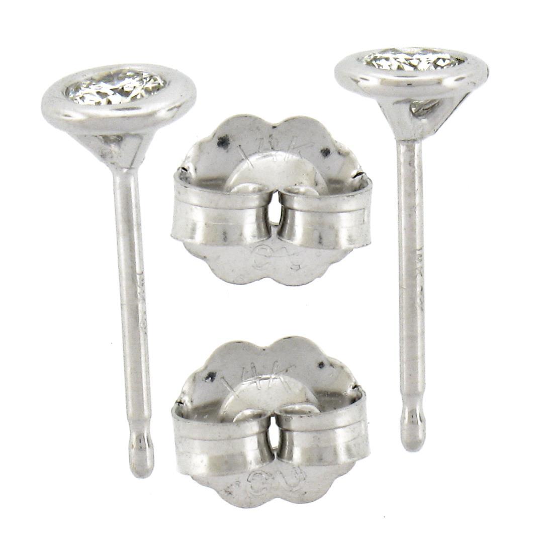 New 14k Gold 0.20 ctw Martini Bezel Set Round Brilliant Cut Diamond Stud Earring