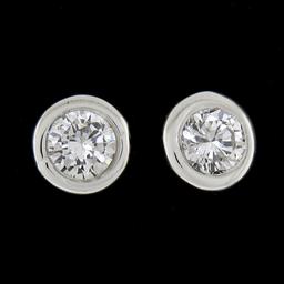 New 14k Gold 0.20 ctw Martini Bezel Set Round Brilliant Cut Diamond Stud Earring