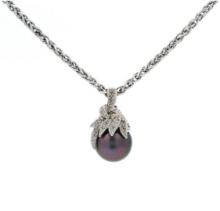 14kt WG Diamond Pearl Pendant and chain