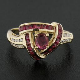 Solid 14k Yellow Gold 1.10 ctw Channel Set Diamond & Ruby Infinity Knot Band Rin