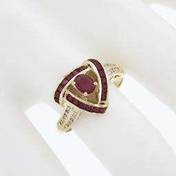 Solid 14k Yellow Gold 1.10 ctw Channel Set Diamond & Ruby Infinity Knot Band Rin