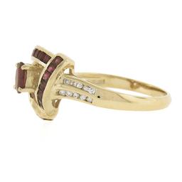 Solid 14k Yellow Gold 1.10 ctw Channel Set Diamond & Ruby Infinity Knot Band Rin