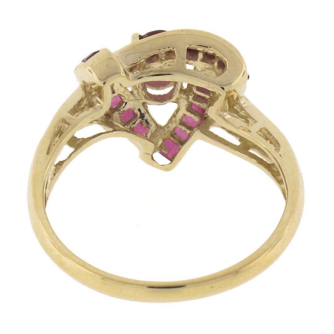 Solid 14k Yellow Gold 1.10 ctw Channel Set Diamond & Ruby Infinity Knot Band Rin