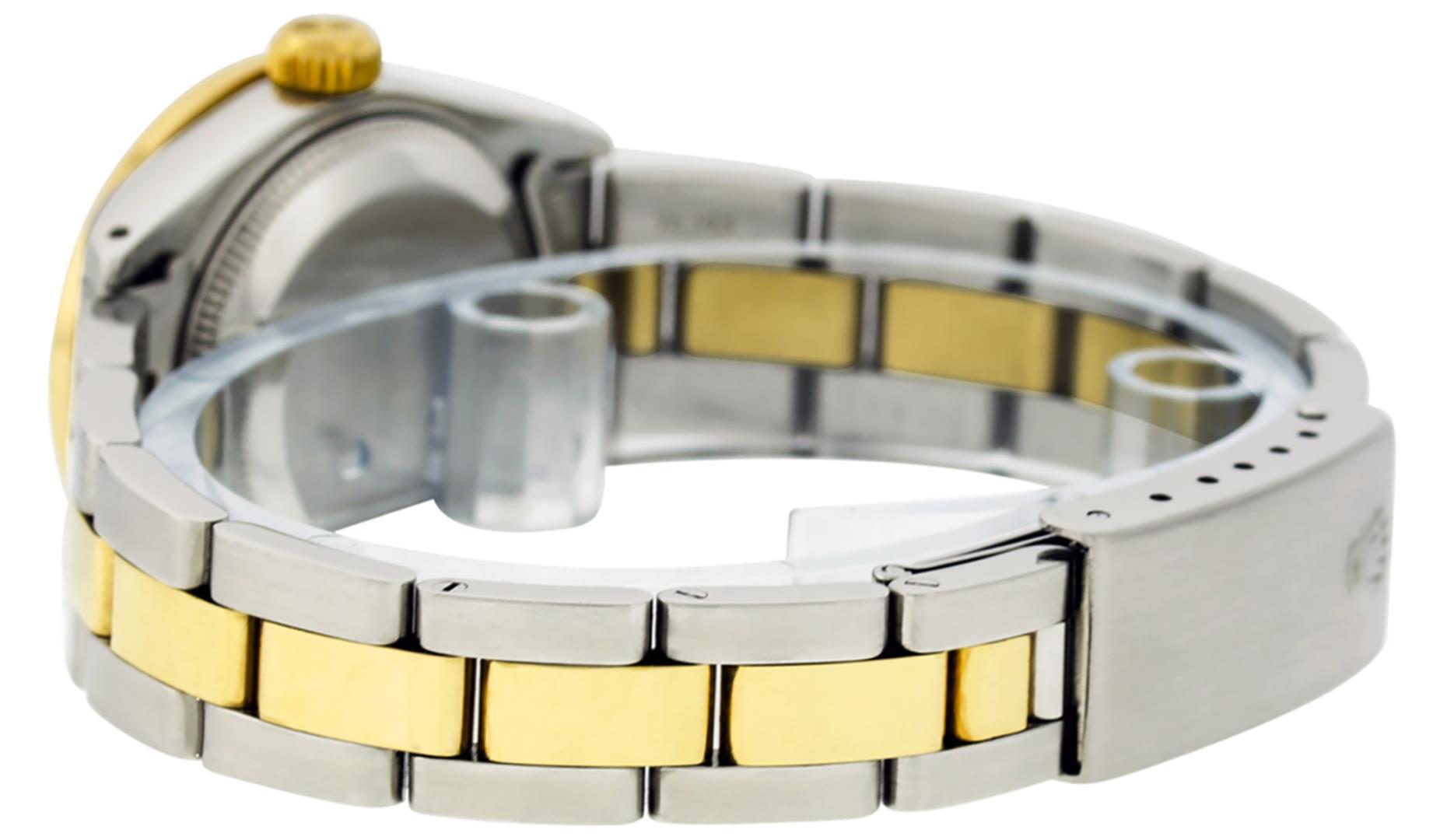 Rolex Ladies Quickset Two Tone Blue Vignette Diamond Datejust Wristwatch 26MM