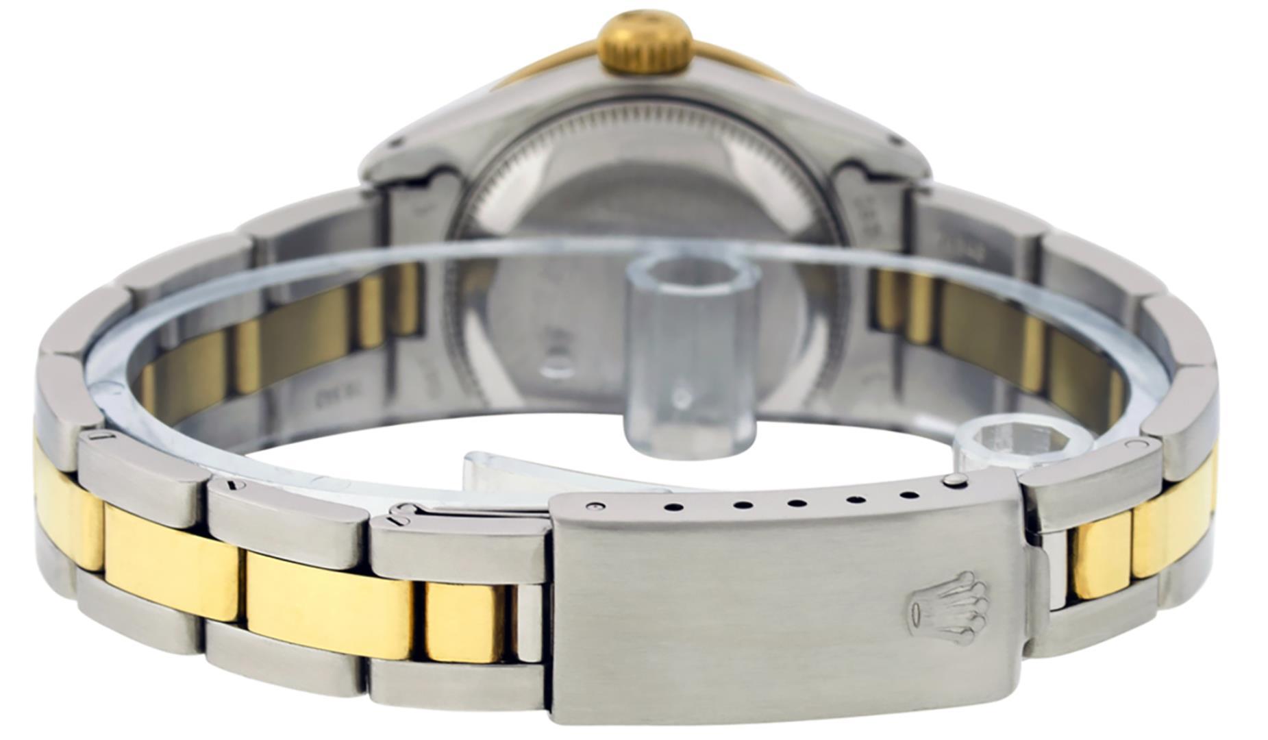 Rolex Ladies Quickset Two Tone Blue Vignette Diamond Datejust Wristwatch 26MM