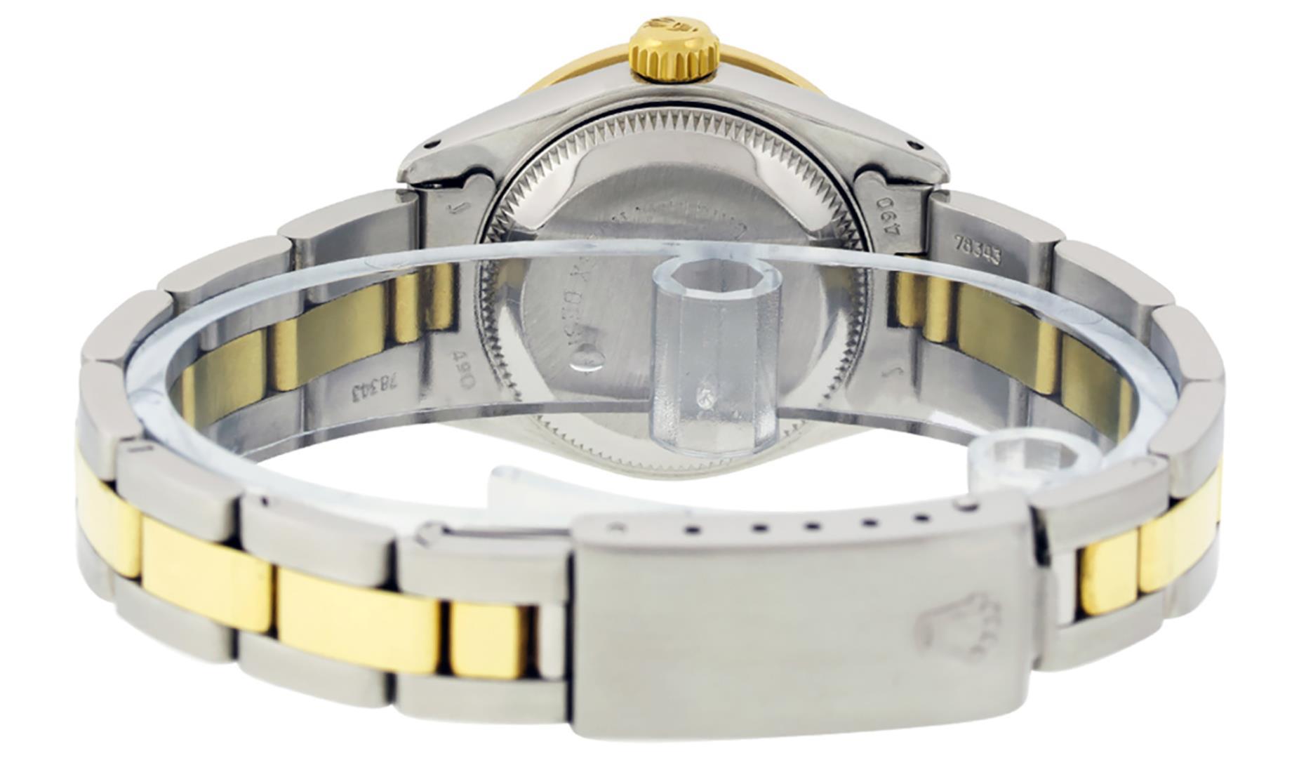 Rolex Ladies Quickset Two Tone Blue Vignette Diamond Datejust Wristwatch 26MM