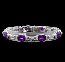 Crayola 20.00 ctw Amethyst and White Sapphire Bracelet -.925 Silver