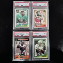 Set of (4) Graded Football Cards - Jerry Rice, Jerome Brown, Sharpe & Simmons (P