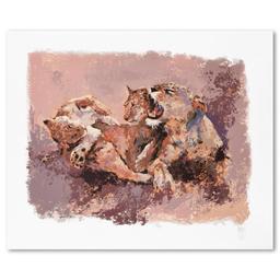Lioness & Her Cubs by Mark King (1931-2014)