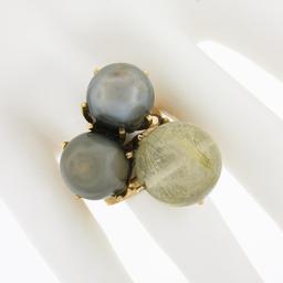 18k Rose Gold Tahitian Pearl & Rutilated Quartz Large High Profile Cocktail Ring