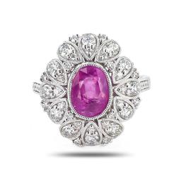 3.05 ctw UNHEATED Pink Sapphire and 0.89 ctw Diamond Platinum Ring (GIA CERTIFIE