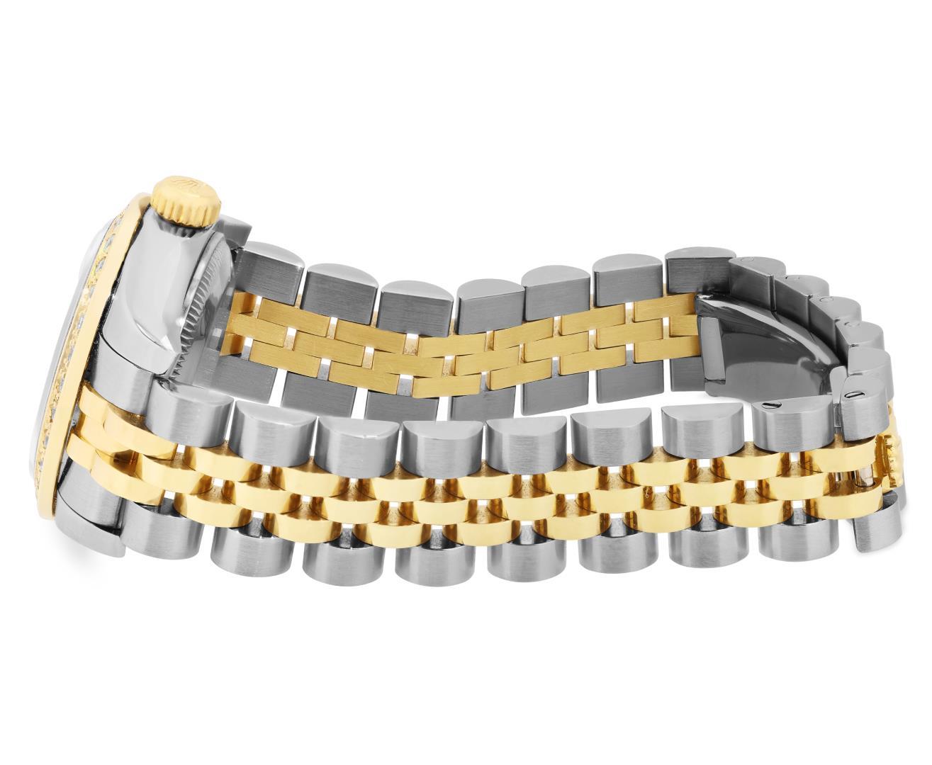 Rolex Ladies 18K Gold And Steel Champagne Index Diamond Bezel Hidden Clasp Datej
