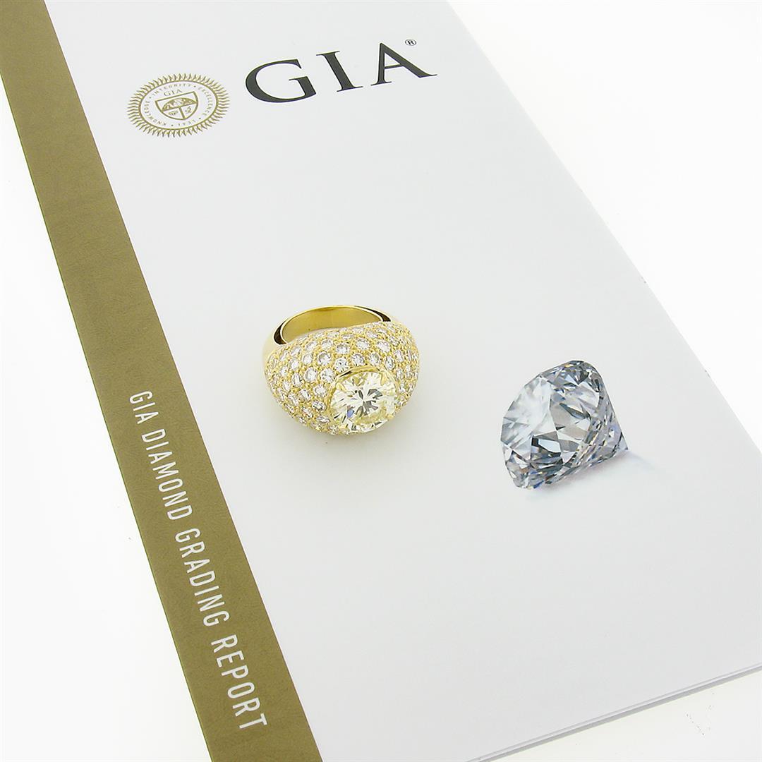 Estate 18k Yellow Gold 7.95 ctw GIA Round Brilliant Diamond Engagement Bombe Rin