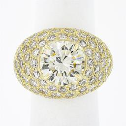 Estate 18k Yellow Gold 7.95 ctw GIA Round Brilliant Diamond Engagement Bombe Rin