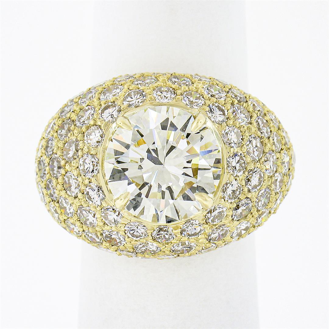 Estate 18k Yellow Gold 7.95 ctw GIA Round Brilliant Diamond Engagement Bombe Rin