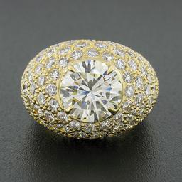 Estate 18k Yellow Gold 7.95 ctw GIA Round Brilliant Diamond Engagement Bombe Rin