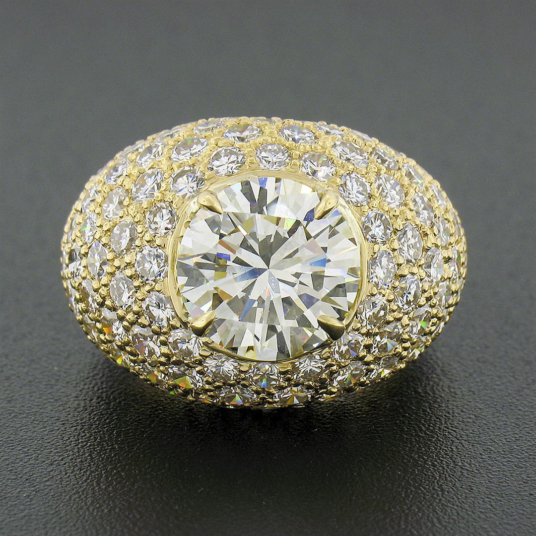 Estate 18k Yellow Gold 7.95 ctw GIA Round Brilliant Diamond Engagement Bombe Rin