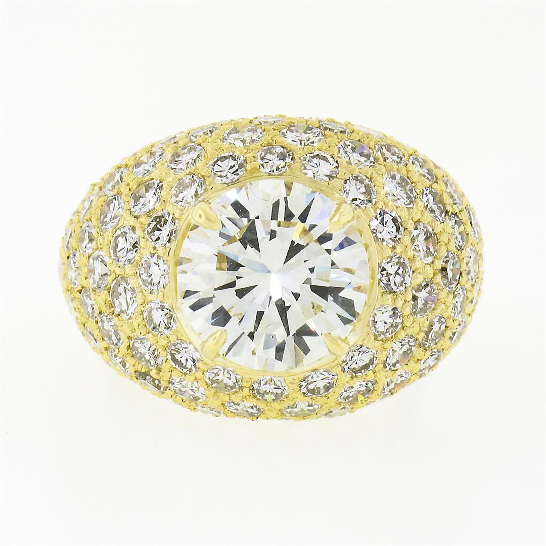 Estate 18k Yellow Gold 7.95 ctw GIA Round Brilliant Diamond Engagement Bombe Rin