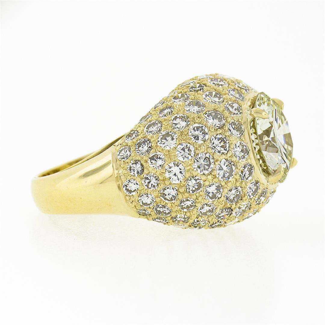 Estate 18k Yellow Gold 7.95 ctw GIA Round Brilliant Diamond Engagement Bombe Rin