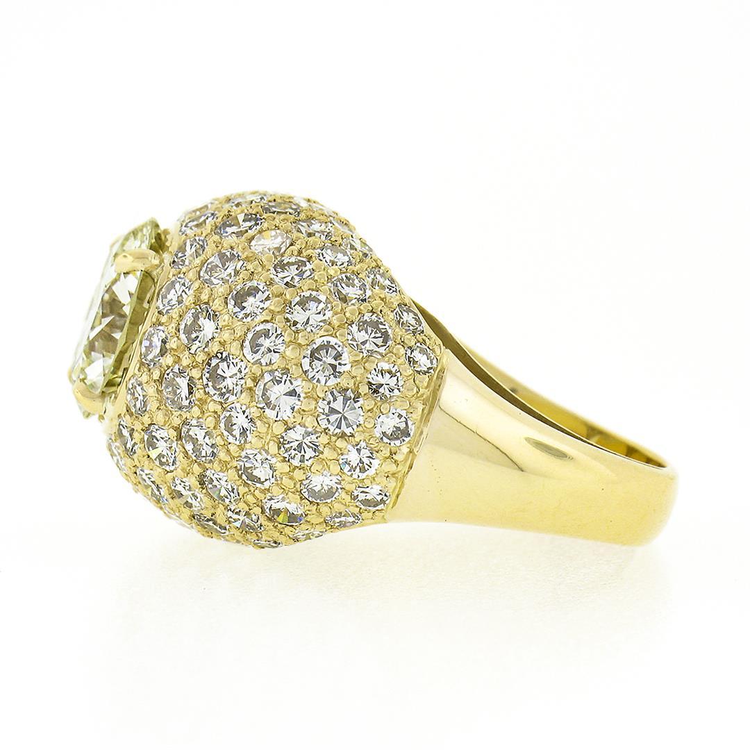 Estate 18k Yellow Gold 7.95 ctw GIA Round Brilliant Diamond Engagement Bombe Rin