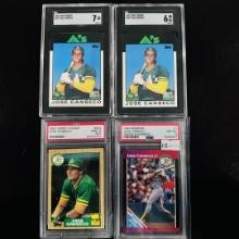 Set of (4) Jose Canseco Baseball Cards - Topps Traded, Tiffany & Donruss - PSA &