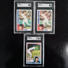 Set of (3) Wade Boggs Baseball Cards - SGC Graded