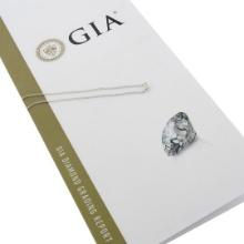 14k White Gold GIA .27 ctw Rectangular Light Green Diamond Solitaire Pendant Cha