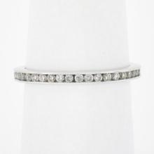 14k White Gold .60 ctw Channel Set Round Diamond Eternity Stack Wedding Band Rin