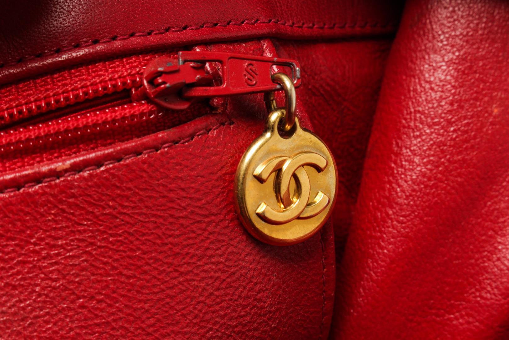 Chanel Red Lambskin Chain Shoulder Bag