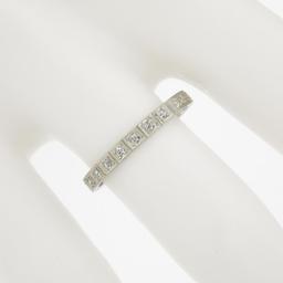 Antique 18K White Gold .08 ctw Pave Diamond Engraved Scroll Work Stack Band Ring