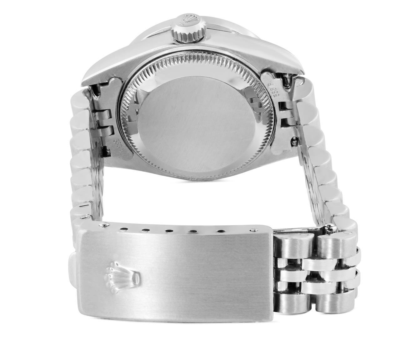Rolex Ladies Quickset Stainless Steel Black Dial Diamond Bezel Date Watch 26MM